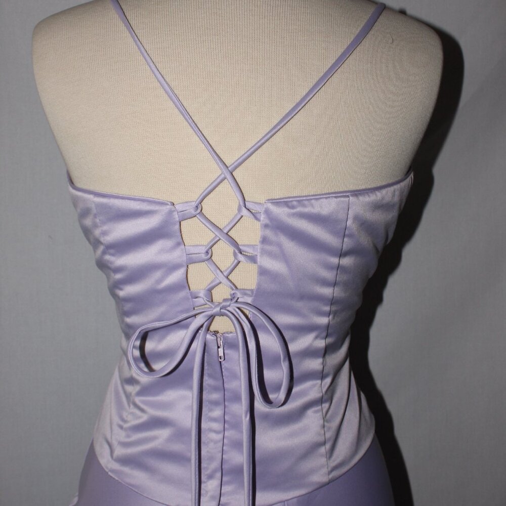 Rebecca #1572 Satin Two Piece Beaded Bridesmaid Dress-Size 2X-LILAC-NWT - Picture 5 of 5